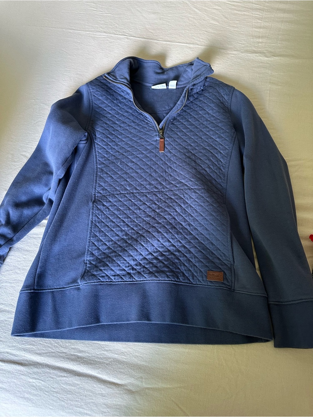 L.L. Bean Quilted Navy Blue Women's Zip Pullover